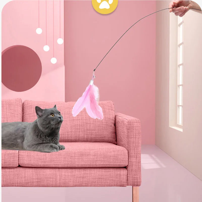 Interactive Feather Wand: Purrfect Playtime for Cats!